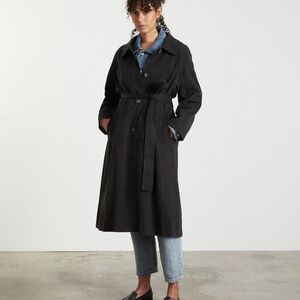 Gathered drape trench coat